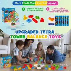 Stacking Building Blocks Jogo de tabuleiro para crianças e adultos, Tetra Tower, Fun Balance, Team, Dorm, Family Game, Night and Partie, 64pcs - comprar online