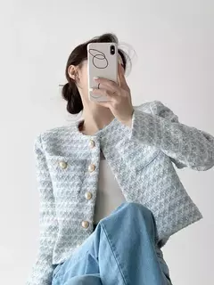 ITOOLIN-Cardigã elegante de Tweed feminino, casaco curto com bolso, jaqueta de peito único, outwear solto, outono, inverno, 2023 na internet
