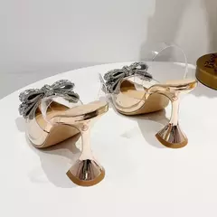 Aneikeh-sapatos de salto alto para mulheres, sapatos sexy com fivela, dedo apontado, decoração de nó borboleta, moda verão, 2023 na internet