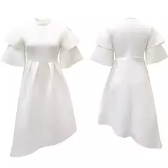 Vestido longo de babados fairyshely sólido para mulheres, manga curta, grande e grande, festa de verão para mulheres, vestido curvilíneo apertado, tamanho grande, 2021 - loja online