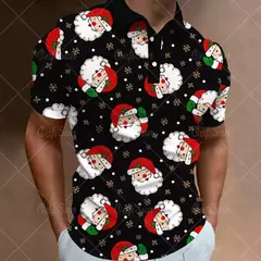3D Natal Imprimir Polo T-shirts para homens, camisas soltas de grandes dimensões, Street Designer, mangas curtas, roupas simples, alta qualidade - loja online
