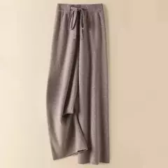 Calça feminina de malha elástica de cintura alta, até o tornozelo, grossa, quente, chique, casual, básica, macia, reta, moda coreana - loja online