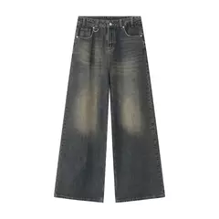 Iefb-Jeans lavado vintage masculino, calças jeans de perna larga, calças masculinas soltas, moda casual de rua angustiada, verão, versátil, 9C354 - comprar online