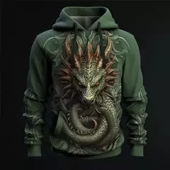 Moletom com capuz dragão estampado em 3D, pulôver casual, moletom de rua, roupas masculinas grandes, nova moda, outono e inverno na internet