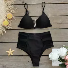 Conjunto de biquíni de três peças, sutiã acolchoado, borla, saia de praia de cintura alta, maiô de verão, moda sexy, monocromático - Wolf Magazine