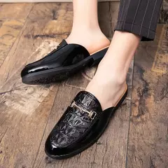 Sapatos casuais meio arrasto para homens, mocassins da moda, deslizamento em apartamentos, marca de luxo, mocassins novos, tamanho grande 38-46, 2023 - comprar online