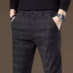 Calça reta justa justa xadrez masculina, terno de negócio masculino, calça de alfaiataria social, xadrez chinês masculino, 2022, até bem - comprar online