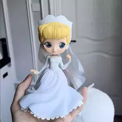 Bandai anime disney princesa elsa ariel alice neve branca q posket presentes de natal ou coleção genuína figura de ação modelo brinquedos - loja online