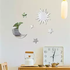 3D Star Moon Shaped Espelho Adesivo de Parede, Auto-adesivo, acrílico, removível, decalques do teto, Sala, Home Decor, DIY, 6pcs - loja online