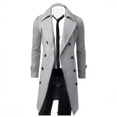 Casaco trespassado duplo masculino, jaqueta justa, monocromática, mistura de lã, moda casual, alta qualidade, novo, inverno, 2023