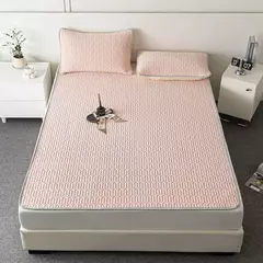Tapete e fronha de látex espesso macio, Conjunto de cama liso, Lençol Cool Feeling, Capa de colchão de resfriamento, Verão, 2 pcs, 3pcs na internet