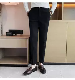 Calça waffle stretch masculina, calça reta justa, terno de festa social, roupa formal, alta qualidade, nova moda, 2022