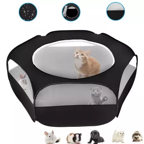 Portátil animal de estimação filhote de cachorro coelho cercadinho interior ao ar livre pequeno animal hamsters cerca tenda gaiola com capa à prova dwaterproof água animais de estimação acampamento casa