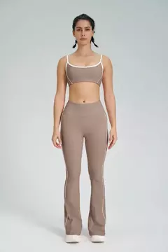 Terno de Yoga Patchwork de duas peças para mulheres, cintura alta Flare Leggings, roupas de treino Fitness Sportswear agasalho na internet