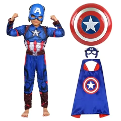Capitão américa traje muscular super-herói capitão américa músculo cosplay macacão escudo halloween carnaval festa traje para criança - comprar online