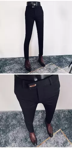 Calça formal de negócios casual masculina, slim fit, cor sólida, terno de festa de casamento, escritório, verão na internet