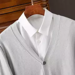 BROWON-Cardigã monocromático com decote em v masculino, suéter casual, cardigã comercial, clássico, moda coreana, roupas masculinas na internet