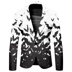 Terno solto casual estampado em Halloween masculino, jaqueta de botão único, p na internet