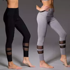 Leggings femininas de malha preta patchwork, calça elástica de fitness, leggins femininas, Capri, novo, 2022 - comprar online