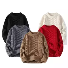 Camisola coreana masculina, pulôveres de malha quente, moletons casuais soltos, jumper de malha, roupas masculinas de streetwear, outono inverno