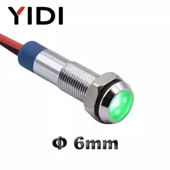 YIDI-LED Lâmpada indicadora de metal para motocicleta, luz piloto do fio, vermelho, verde, azul, âmbar, branco, 6mm, 6V, 12V, 24V, 220V, AC, 5 PCs, 10PCs - comprar online