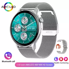 Smartwatch True AMOLED para mulheres, tela feminina, sempre mostrar a hora, 466x466 HD, rastreador de saúde, chamadas de voz, smartwatch para Xiaomi, 2024