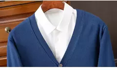 BROWON-Cardigã monocromático com decote em v masculino, suéter casual, cardigã comercial, clássico, moda coreana, roupas masculinas - Wolf Magazine