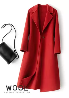 2023 elegante simples casaco feminino outono e inverno novo um botão pura lã reversível casaco de lã longo selvagem top das mulheres
