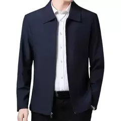 Jaquetas monocromáticas à prova de vento para homens de meia idade, casaco com zíper com gola lapela, jaquetas casuais masculinas, 5 tamanhos, inverno - Wolf Magazine