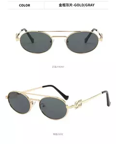 Double Beam Retro Sunglasses para homens e mulheres, Y2k Punk Oval Sun Glasses, Ladies Alloy Legs Eyewear, UV400, Nova Moda, 2022 - Wolf Magazine