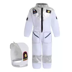 Crianças dos eua astronauta dressup traje deluxe impressão dos desenhos animados branco espaço terno bodysuit halloween role play aventura luvas chapéu conjunto