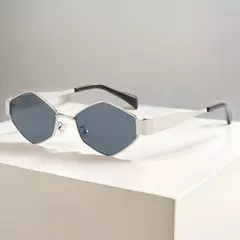 Óculos sextavados para mulheres e homens, óculos de sol de polígono exclusivo, óculos com moldura pequena, tons vintage, design de luxo, moda, 2024