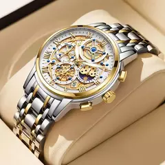 Imagem do LIGE-Relógio de pulso de quartzo impermeável feminino, relógios femininos, Top Brand, Luxo, Ouro, Moda