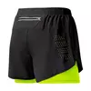 Calção de corrida de camada dupla de secagem rápida masculina, fitness, preto, esporte, treino, musculação, calça curta, novo
