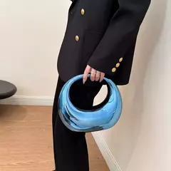 bolsa festa feminina luxo bolsa dourada bolsas grife luxo MOODS Golden Evening Handbag Para As Mulheres PVC Saco De Pulso Jantar Festa De Casamento Rodada Handle Clutch Purse 2024 Bolsa De Designer De Luxo - comprar online