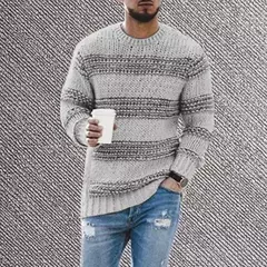 Imagem do Pulôver com decote em O masculino, suéter de inverno, malha quente, roupa clássica, nova moda