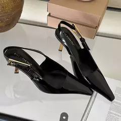 Sandálias femininas de salto alto de dedo apontado, sapatos femininos da moda p - loja online