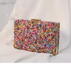 Alta qualidade carteira de pedra colorida para mulheres, sacos de noite festa de casamento, cadeia banquete saco, telefone crossbody, designers de luxo, 2024