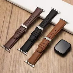 Imagem do Faixa de relógio de couro para apple pulseira de relógio 49mm 44mm 45mm 42mm 38mm 40mm 41mm mulher homem pulseira iwatch série 8 7 6 5 4 3 se banda