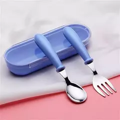 Talheres portáteis de aço inoxidável para crianças, Spoon Forks Box Utensílios de alimentação do bebê Conjunto de talheres para bebês, 3pcs - comprar online
