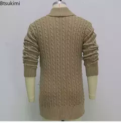 Jaqueta de cardigã de tricô slim fit masculina, casaco masculino, manga comprida, estilo britânico, roupas de botões, primavera, outono, 2024 - comprar online