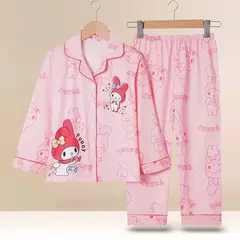 Sanrio Cinnamon Kuromi Pijama infantil, pijama solto, cardigã casual, manga longa, minha melodia, roupas de anime kawaii, gola aleta - Wolf Magazine