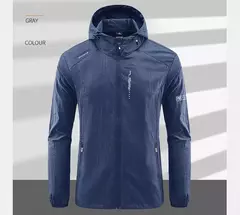 Imagem do Verão Ao Ar Livre Quick Dry Sun-Protective Thin Jacket Homens Caminhadas Pesca Ciclismo Com Capuz Ginásio Esporte Blusão Ultra Light Coats
