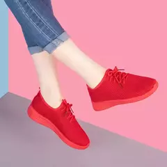 Sapatos casuais Red Air Mesh para mulheres, tênis feminino, tênis respirável, Basket Femme, esportes de ginástica, 2022