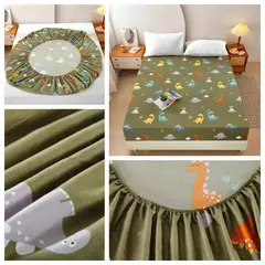 Kuup poliéster impermeável desenhos animados cabido folha, cama king size tampa, sem fronha, elástico, em torno do colchão, 360 ° na internet