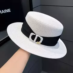 Chapéu de palha feminino casual achatado, chapéu Panamá Beach, chapéu feminino elegante, outing, verão - comprar online