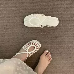 Imagem do Sapatos de toe quadrado slip-on para mulheres, Slingback Flats, sólidos, planos, saltos baixos, diário, moda, feminino, 2024
