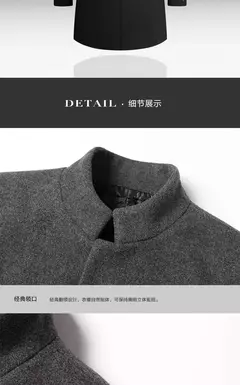Casaco de lã dos homens outono inverno 2022 comprimento médio blusão engrossado gola masculina trench coat abrigo hombre - loja online