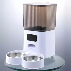 Imagem do 5l tigelas duplas alimentador automático inteligente para gatos com câmera dispensador de vídeo de alimentos secos para animais de estimação gravador de voz inteligente alimentador automático para cães