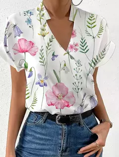 Camisa Feminina Elegante Monocromática Casual, Primavera, Verão, Senhora do Escritório, Sem Mangas, Blusa com Decote V, Top Clothing Feminina, S-3XL na internet